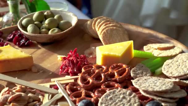 Food Being Picked Charcuterie Board Event — Wideo stockowe