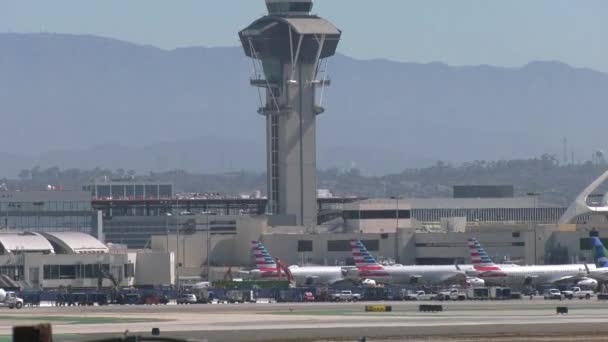 Lax Airport Beautiful Sunny Day — Stok Video