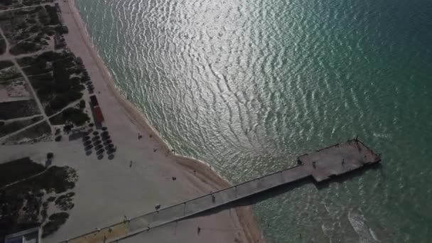 Hoge Luchtfoto Van Dock Caribische Zee Van Sisal Yucatn Mexico — Stockvideo