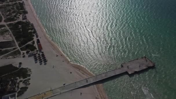 Vue Aérienne Quai Dans Mer Des Caraïbes Sisal Yucatn Mexique — Video