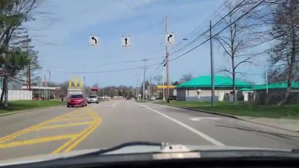 Point View Driving Typical Small Town America — Stock video
