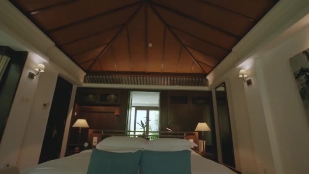 Beautiful Guest Room Tropical Resort Indochine Architecture — Vídeos de Stock