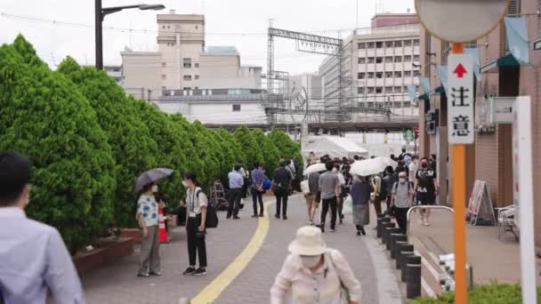 Strade Nara Giapponese Riuniscono Fuori Dalla Stazione Yamato Saidaiji Seguito — Video Stock