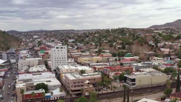 Nogales Mexico Border Fence Dividing Both Countries Aerial View — Stockvideo