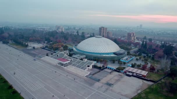 Movistar Arena Big Stadium Sunset Time Aerial Drone Footage Modern — 图库视频影像