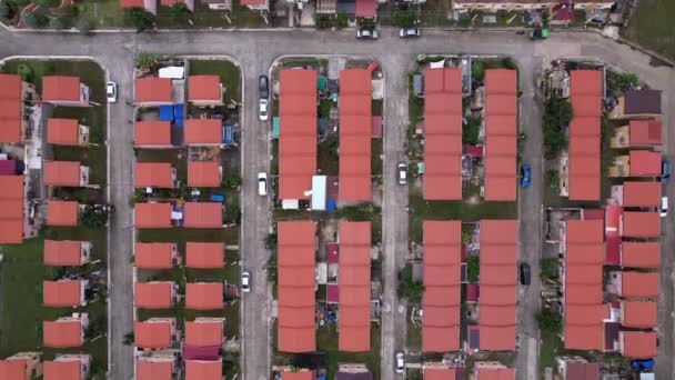 Top Aerial View Houses Placed Geometrical Village — 图库视频影像