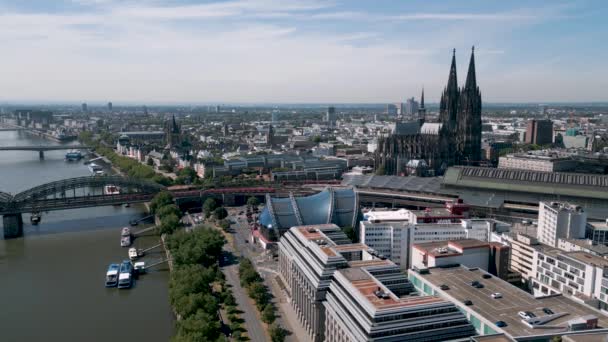 Colonia Renania Del Norte Westfalia Alemania Vuelo Drones Aves Aéreas — Vídeo de stock