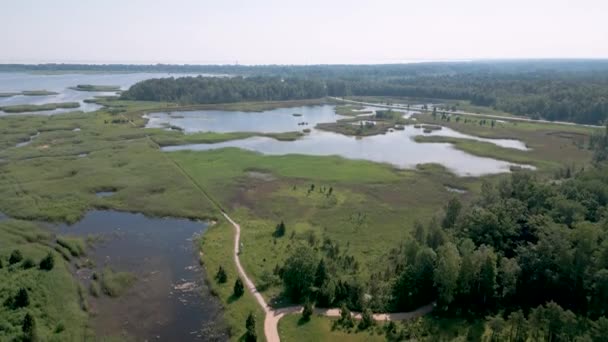 Jurmala Latvia Drone Aerial Flight Bird View Kaniera Lake Reed — Video Stock