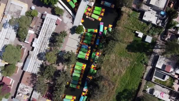 Aerial Drone Shot Colorful Boats Xochimilco Tours Canals Floating Gardens — Stockvideo