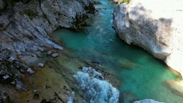 Soa River Slovenia Part Triglav National Park Has Emerald Green — Stok video