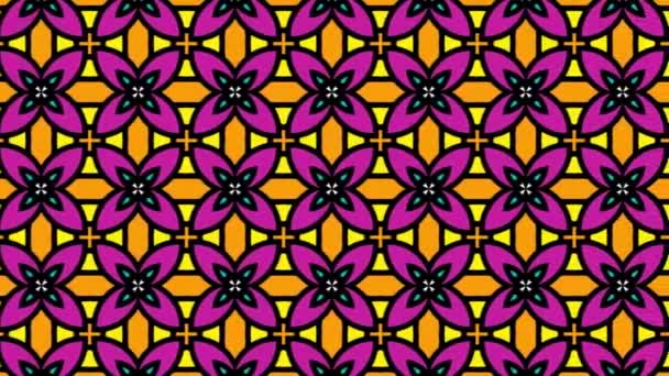 Seamless Texture Repeating Bright Pink Yellow Mystic Shapes Background Slide — Stockvideo