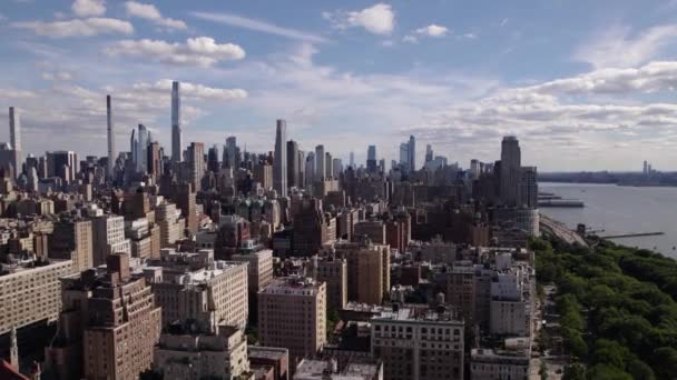 Aerial View Overlooking Buildings Upper West Side Manhattan Nyc Usa — Stock video