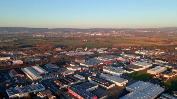 Aerial View Dolly Warehouses Industrial Commercial Park Mlheim Krlich Rhineland — Stok video