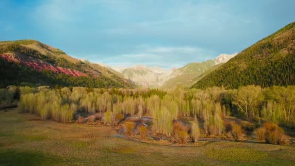Телурид Колорадо Сша Повітряні Дрони Популярні Красиві Скелясті Гори Долина — стокове відео