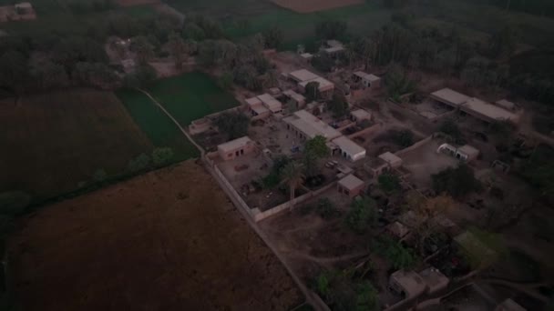 Aerial Flying Local Rural Village Punjab Dolly Forward Tilt — Stok Video