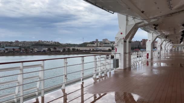 City Port Elizabeth Gqeberha Harbor Taken Promenade Deck Cruise Ship — 图库视频影像