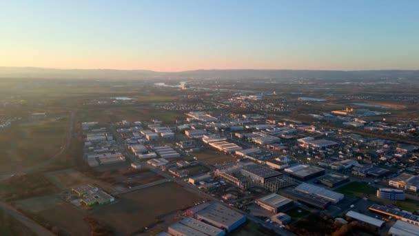 Aerial View Dolly Industrial Commercial Park Mulheim Karlich Rhineland Palatinate — Stok video