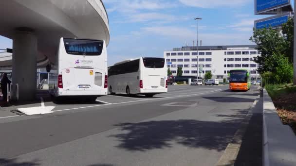 Bus Arriving Frankfurt Long Haul Bus Terminal — Stockvideo