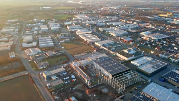 Aerial Orbit Warehouse Construction Industrial Commercial Park Mlheim Krlich Rhineland — Stok video