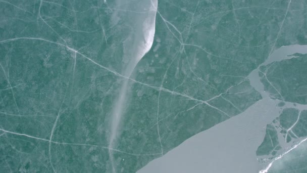 Ice Patterns Frozen Lake Surface — Stock Video
