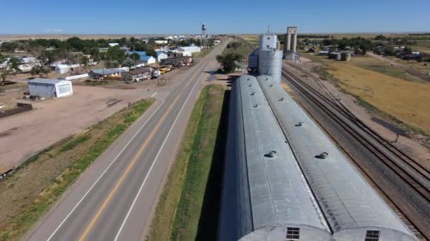 Backward Flight East Side Highway Looking North Nunn Colorado — Vídeo de Stock
