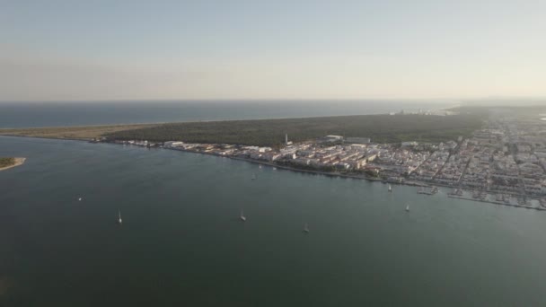 High Angle View Vila Real Santo Antonio Guadiana River — Vídeo de Stock