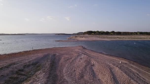 Austin Texas Drone Lake Travis Windy Point Park Sunset — Αρχείο Βίντεο