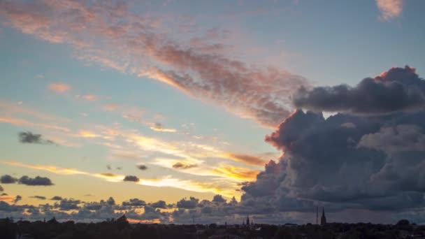 Time Lapse Beautiful Scenic Red Sky Sunset City Growing Dramatic — Vídeos de Stock