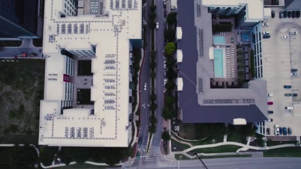 Top Drone Shot Buildings Cars Domain Austin — Wideo stockowe