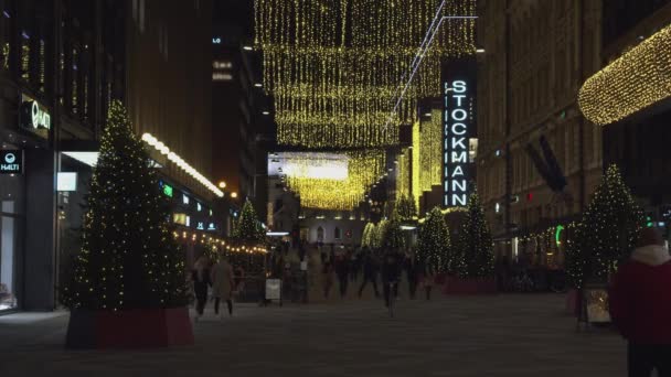Joyful Christmas Decorations Cheer Festive Holiday Shoppers Night — Stock Video