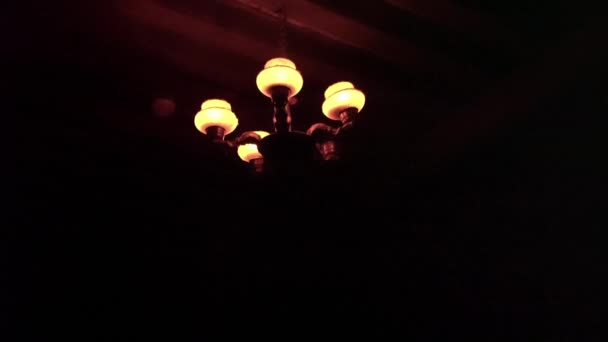 Multiple Lights Hanging Darkness Museum — Stockvideo