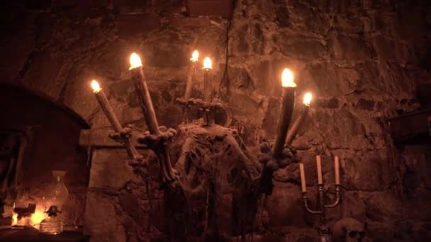 Candles Wall Old Dungeon Museum — Video Stock