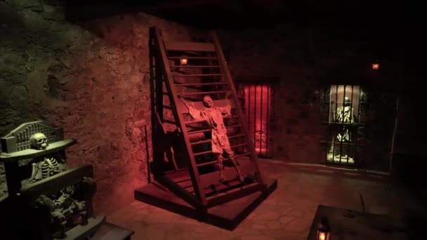 Skeleton Prisoners Being Torture Museum — Vídeo de Stock