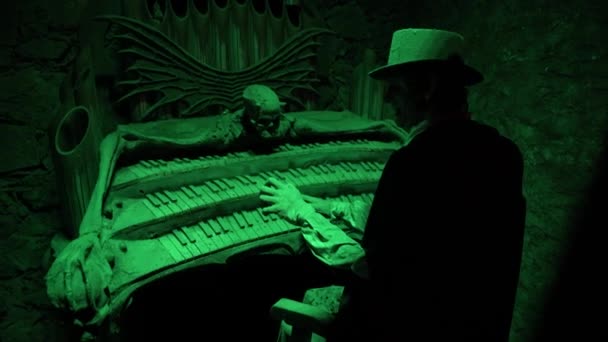 Manikin Man Playing Piano Museum — Stock Video