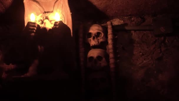Lights Skulls Darkness Museum — Video Stock