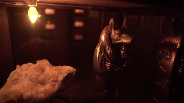 Precious Rock Figure Pharaoh Anubis Museum — Vídeo de stock