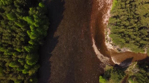 Top Drone Shot Scotland River Sunny Day — 비디오