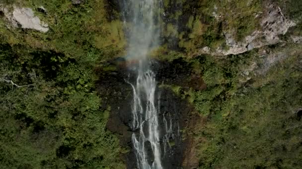 Aerial View Manto Novia Waterfall Banos Agua Santa Tungurahua Province — Video Stock