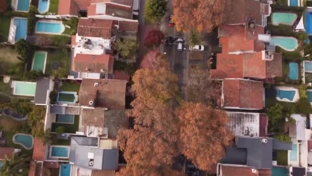 Aerial Tracking Top View Car Driving Parana Avenue Vicente Lopez — Stockvideo