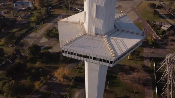 Letecké Ptáci Oko Záběr Futuristické Torre Espacial Tower Buenos Aires — Stock video