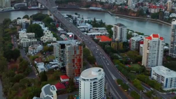 Survolez Les Voitures Traversant Pont Story Kangaroo Point Brisbane Queensland — Video