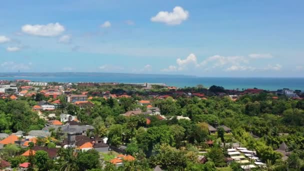 Colorful Aerial Landscape Canggu Bali Coastline Sunny Day — ストック動画