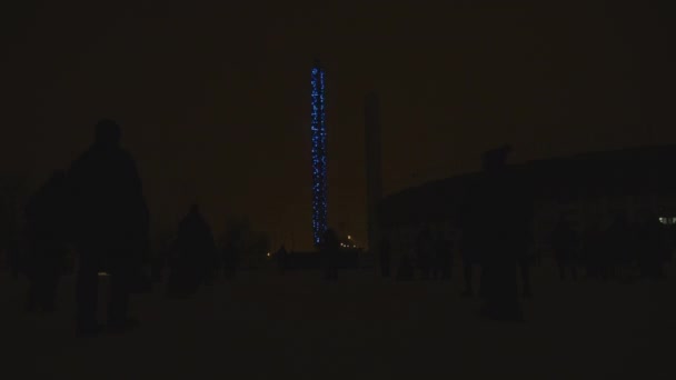 Blue Light Virtaa Installation Olympic Stadium Lux Helsinki — 图库视频影像