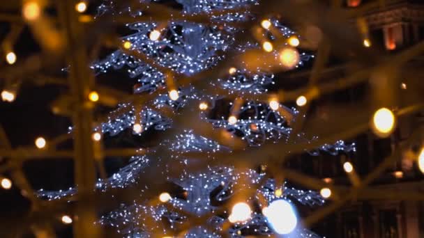 Абстрактний Візерунок Білих Золотих Різдвяних Вогнів Святковий Дисплей — стокове відео