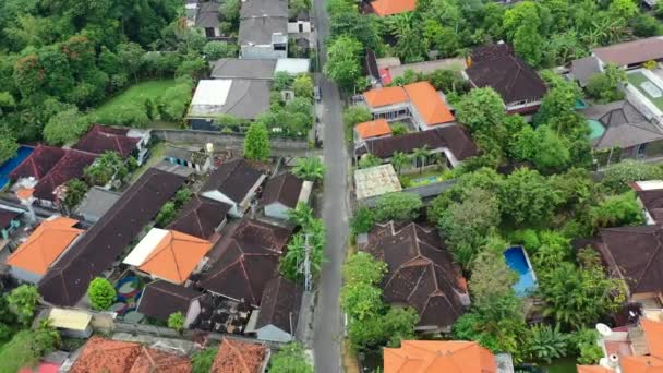 Aerial Top Empty Road Local Balinese Neighborhood Umalas Bali Indonesia — Stockvideo