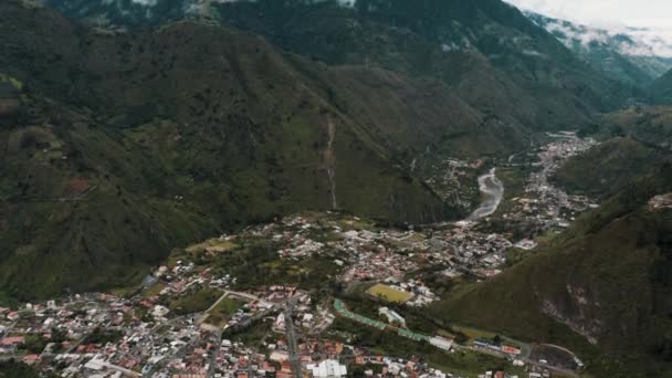 Aerial View Banos Agua Santa Andean Highlands Ecuador Tungurahua Province — Wideo stockowe