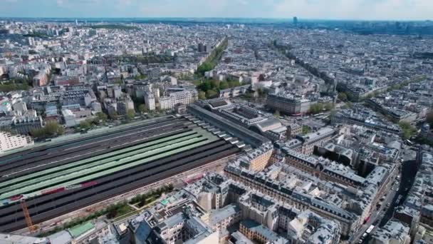 Birdseye View Paris France Train Station Gare Nord City — 비디오