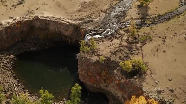 Daytime Aerial View Orkhon Waterfall Mongolia — Video