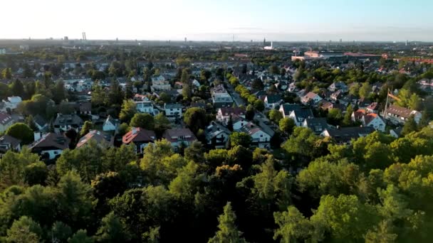 Aerial View Suburban Munich Drone Flying Middle Class Family Houses — Stok video