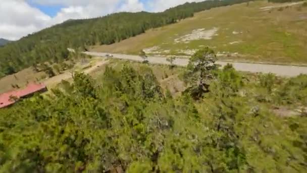 Flag Pyramid Valle Nuevo National Park Dominican Republic Aerial Drone — Video Stock